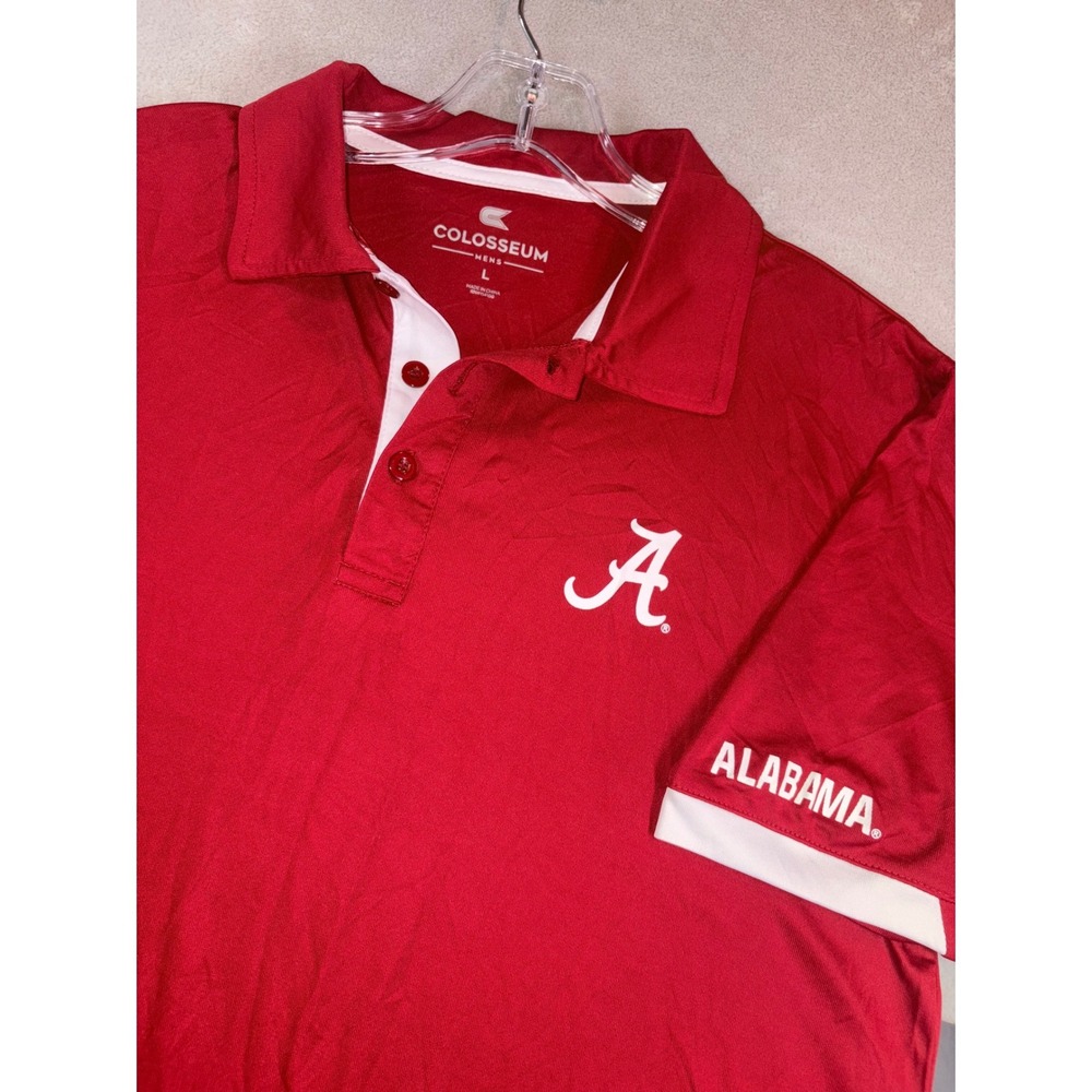 Alabama Crimson Tide Colosseum NCAA Polo Shirt Mens Large Red White